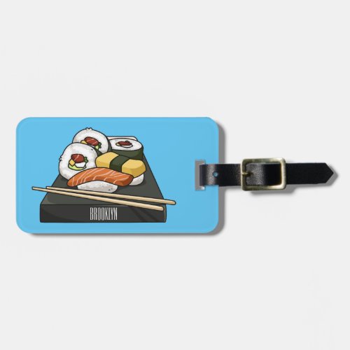 Sushi cartoon illustration luggage tag