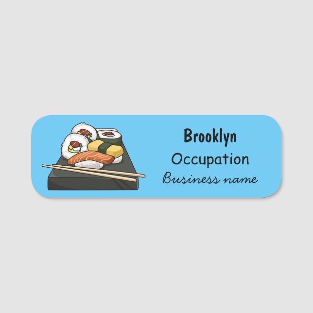 Sushi cartoon illustration name tag (Front)