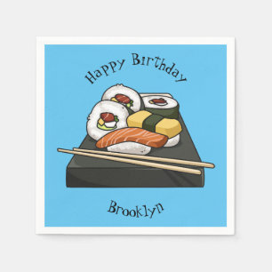 Sushi cartoon illustration napkins