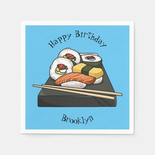 Sushi cartoon illustration napkins (Front)
