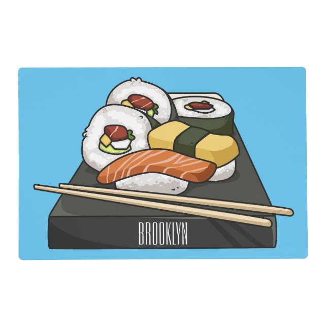 Sushi cartoon illustration  placemat (Front)