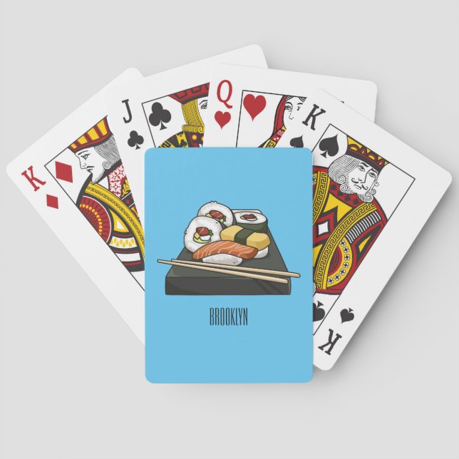 Sushi cartoon illustration  poker cards
