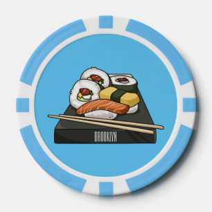 Sushi cartoon illustration  poker chips