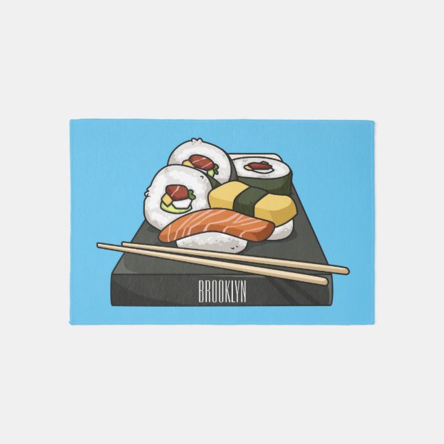Sushi cartoon illustration  rug (Front)