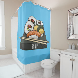 Sushi cartoon illustration shower curtain