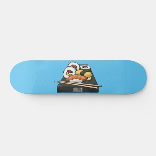 Sushi cartoon illustration  skateboard