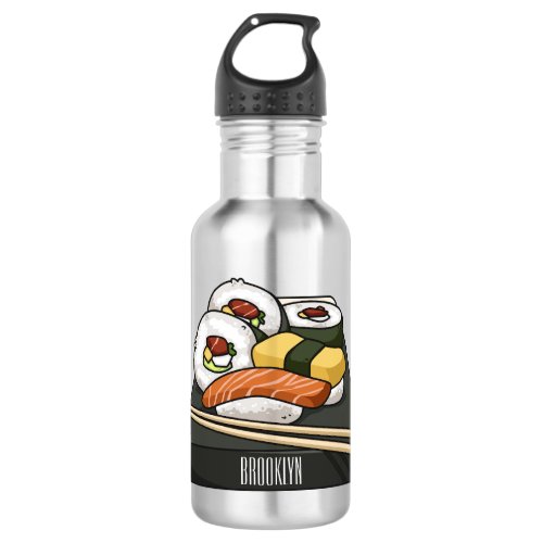 Sushi cartoon illustration  stainless steel water bottle