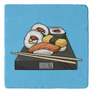 Sushi cartoon illustration trivet