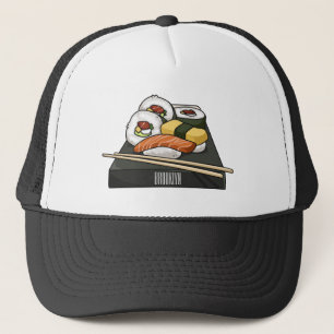 Sushi cartoon illustration trucker hat