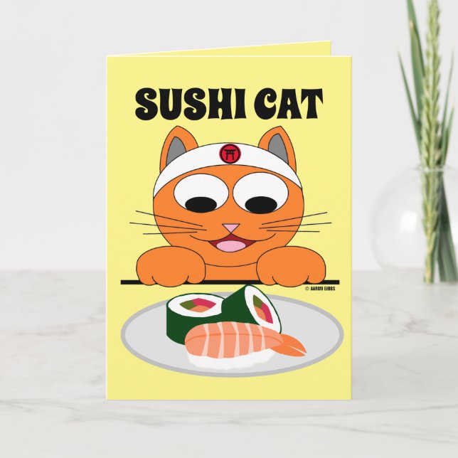 SUSHI CAT Birthday Card Funny  (Front)