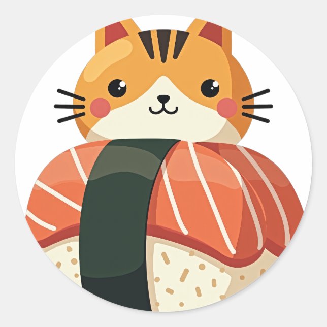 Sushi Cat Classic Round Sticker (Front)