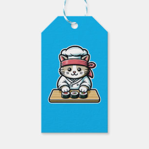 Sushi Cat - Cute & Funny Cat Making Sushi Art Gift Tags