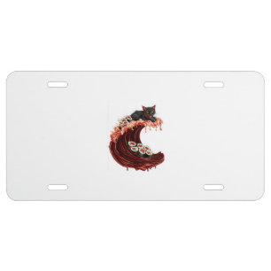 Sushi Cat Dreams � Quirky Japanese Food Kitty License Plate