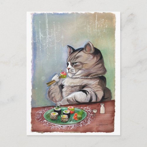 Sushi Cat Fancy Feast Postcard