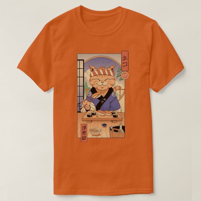 Sushi Cat in Edo  T-Shirt (Design Front)