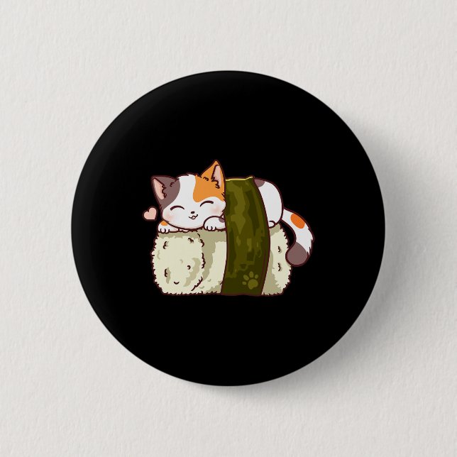 Sushi Cat Kawaii Anime Neko Japanese  Button (Front)