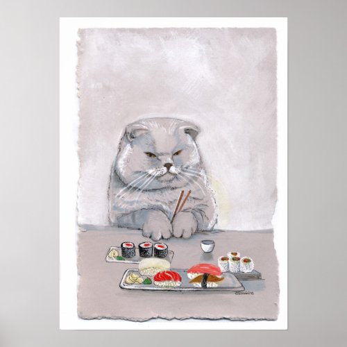 Sushi Cat Print _ Mr Grumps