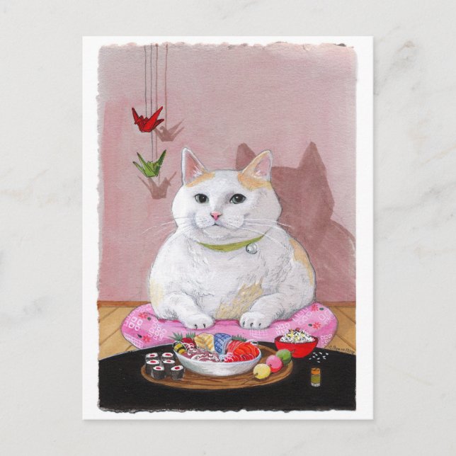 Sushi Cat Sashimi Sweetie Postcard (Front)