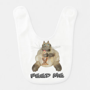 Sushi Cat says Feed Me Baby Bib