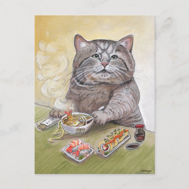 Sushi Cat Tempura Udon Postcard (Front)