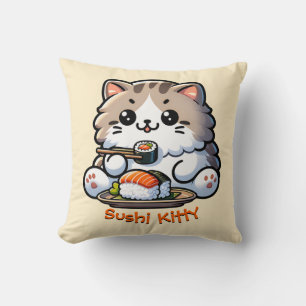 Sushi Cat Throw Pillow