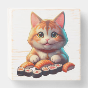 Sushi Cat Wooden Box Sign