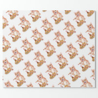 Black Dog/Cat/Animal Paw Prints on Orange Wrapping Paper