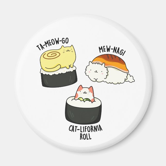 Sushi Cats Cute Sushi Pun Magnet (Front)