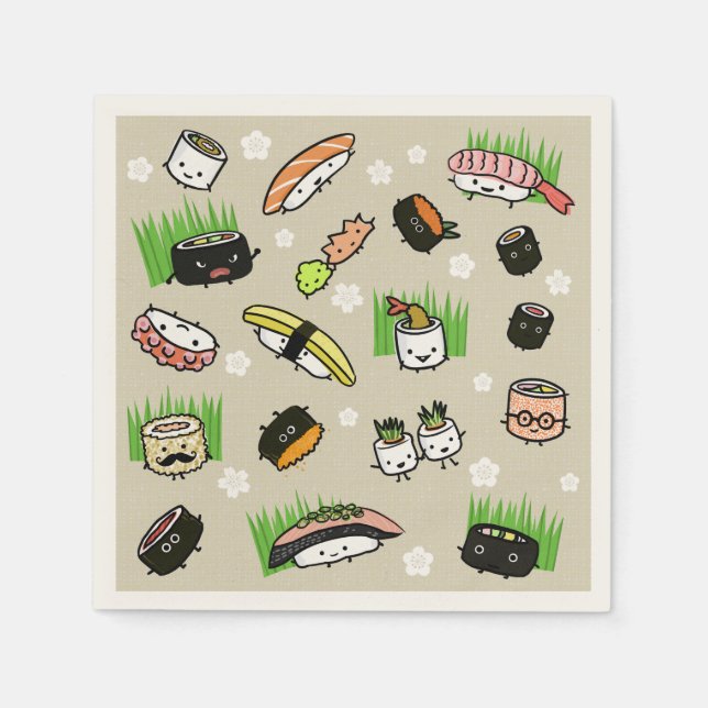 Sushi Characters Napkins (Front)