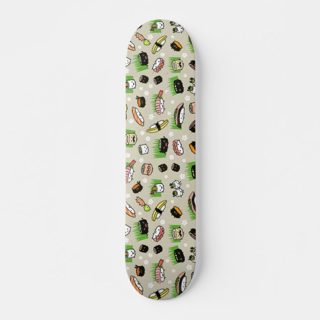 Sushi Characters Pattern Skateboard Deck (Front)