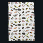 Sushi Characters Pattern Towel<br><div class="desc">Sushi Lover's Kitchen Towel</div>