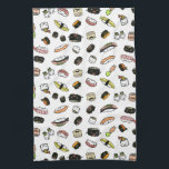 Sushi Characters Pattern Towel<br><div class="desc">Sushi Lover's Kitchen Towel</div>
