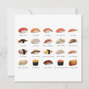 Sushi Chart Flat Greeting Card