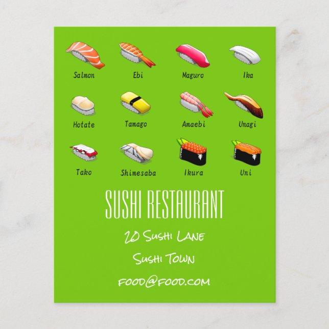 Sushi Chart Japanese modern food restaurant Flyer (Front)