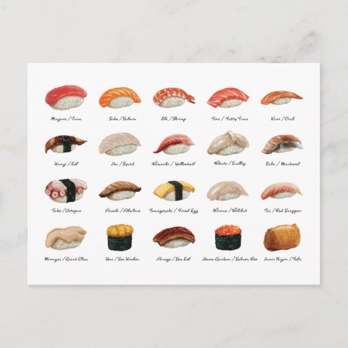 Sushi Chart Postcard