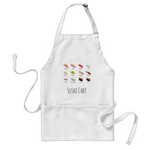 Sushi Chef Japanese cooking sushi chart Adult Apron