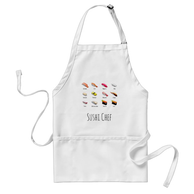 Sushi Chef Japanese cooking sushi chart Adult Apron (Front)