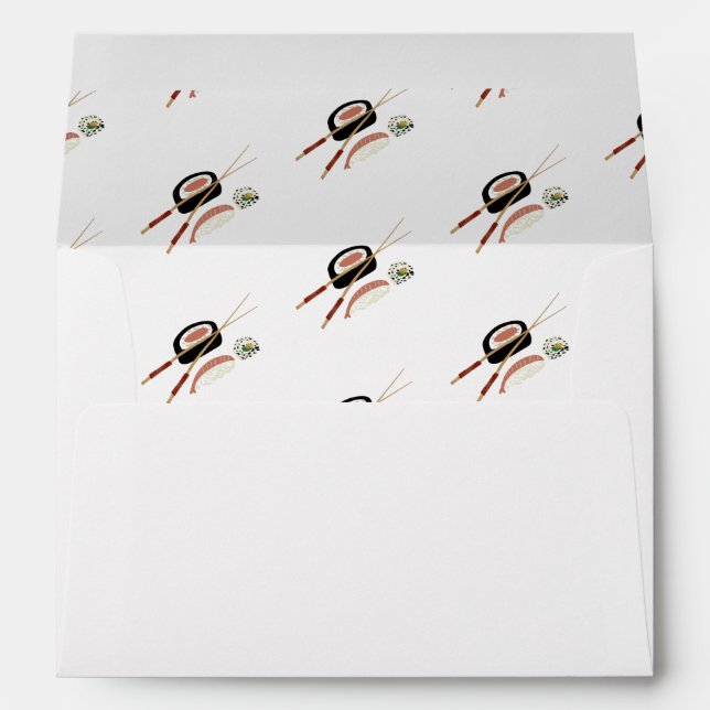 Sushi Chopstic Japan Asian Pattern Wedding Envelope (Back (Bottom))