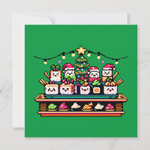Sushi Christmas Celebration - Festive 8-Bit Design Invitation