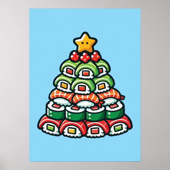 Sushi Christmas Tree - Funny Holiday Foodie Food Poster (Front)