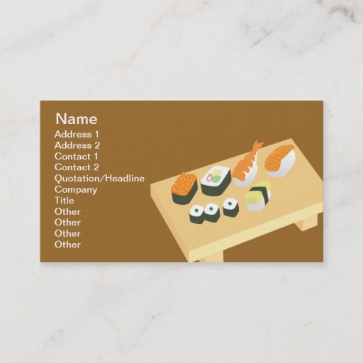 Customizable Sushi - Classic Business Card Templates