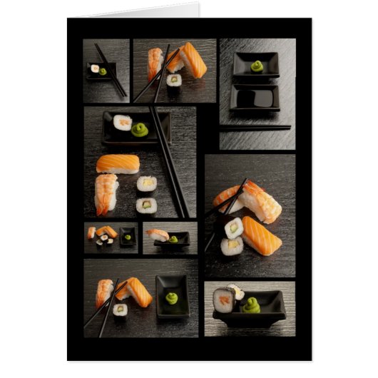 Sushi collection on black background cards (Front)
