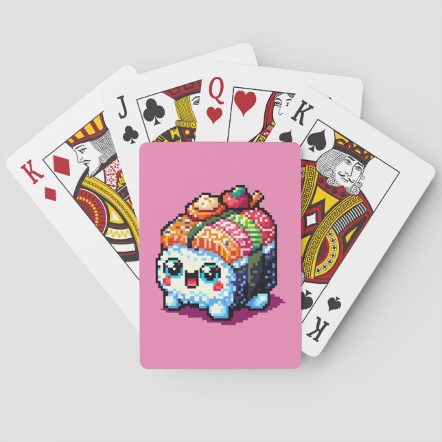 Sushi Companion - Playful Pixelated Culinary Art Poker Cards (Back)