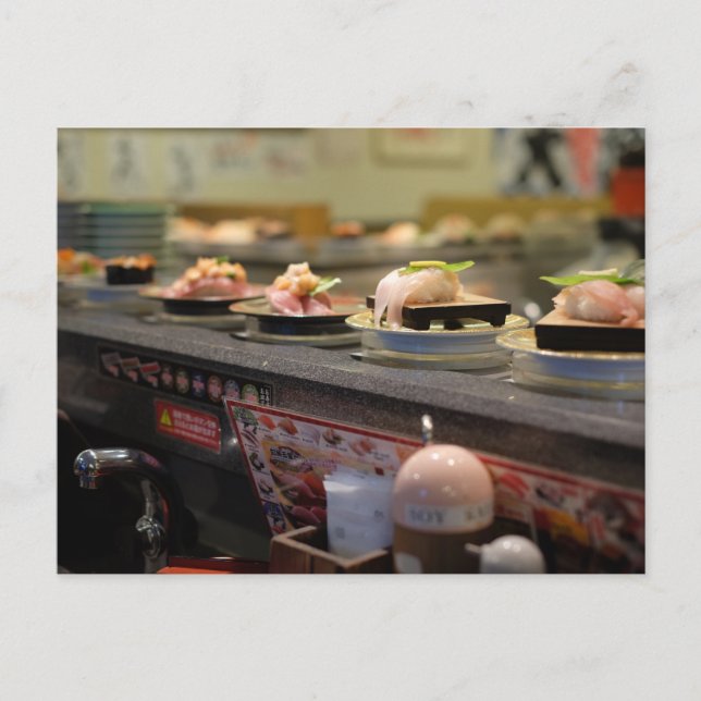 Sushi Conveyor Belt in Tokyo, Japan Postcard (Front)
