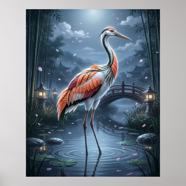 Sushi Crane Moon Marsh Poster (Front)