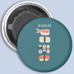 Sushi Custom Name Magnet<br><div class="desc">Delicious Japanese sushi,  nigiri and maki roll food art.
Personalize by changing or removing the name.</div>