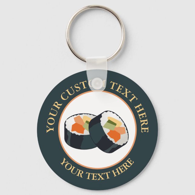 Sushi Custom Text Logo Icon Keychain (Front)