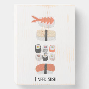 Sushi Custom Text Wooden Box Sign