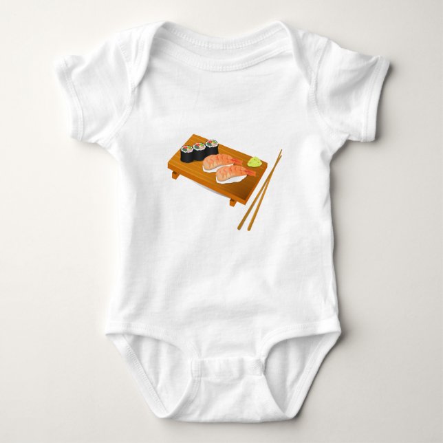 Sushi cute Japanese food Baby Bodysuit (Front)