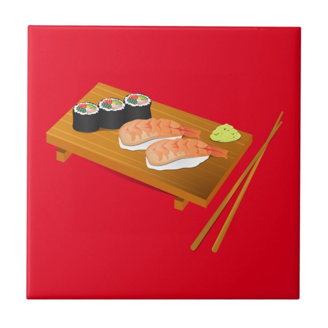 Sushi cute Japanese food Ceramic Tile (Front)